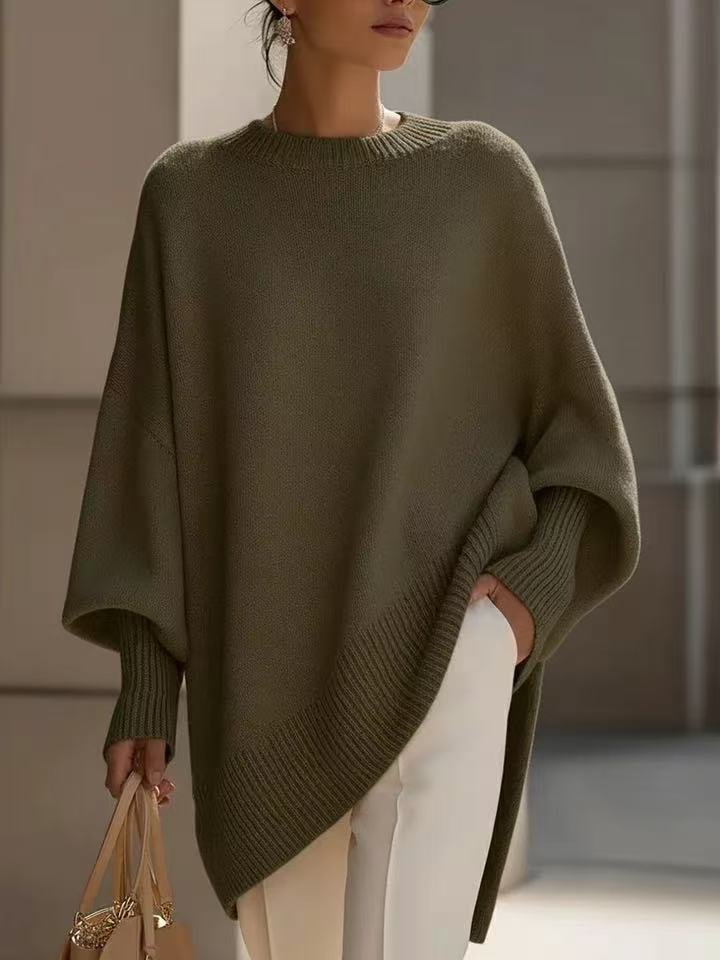 Women's Thick Knitted Pullover Sweater Loose Fit Round Neck Casual All-Match Top For Autumn Winter - Image 2