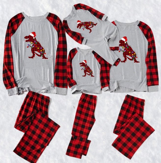 Parent Child Christmas Plaid Patchwork Home Clothes - Image 5