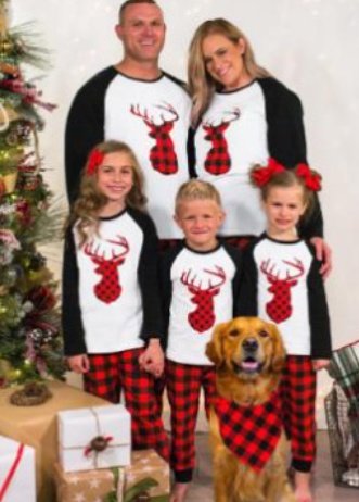 Parent Child Christmas Plaid Patchwork Home Clothes - Image 4