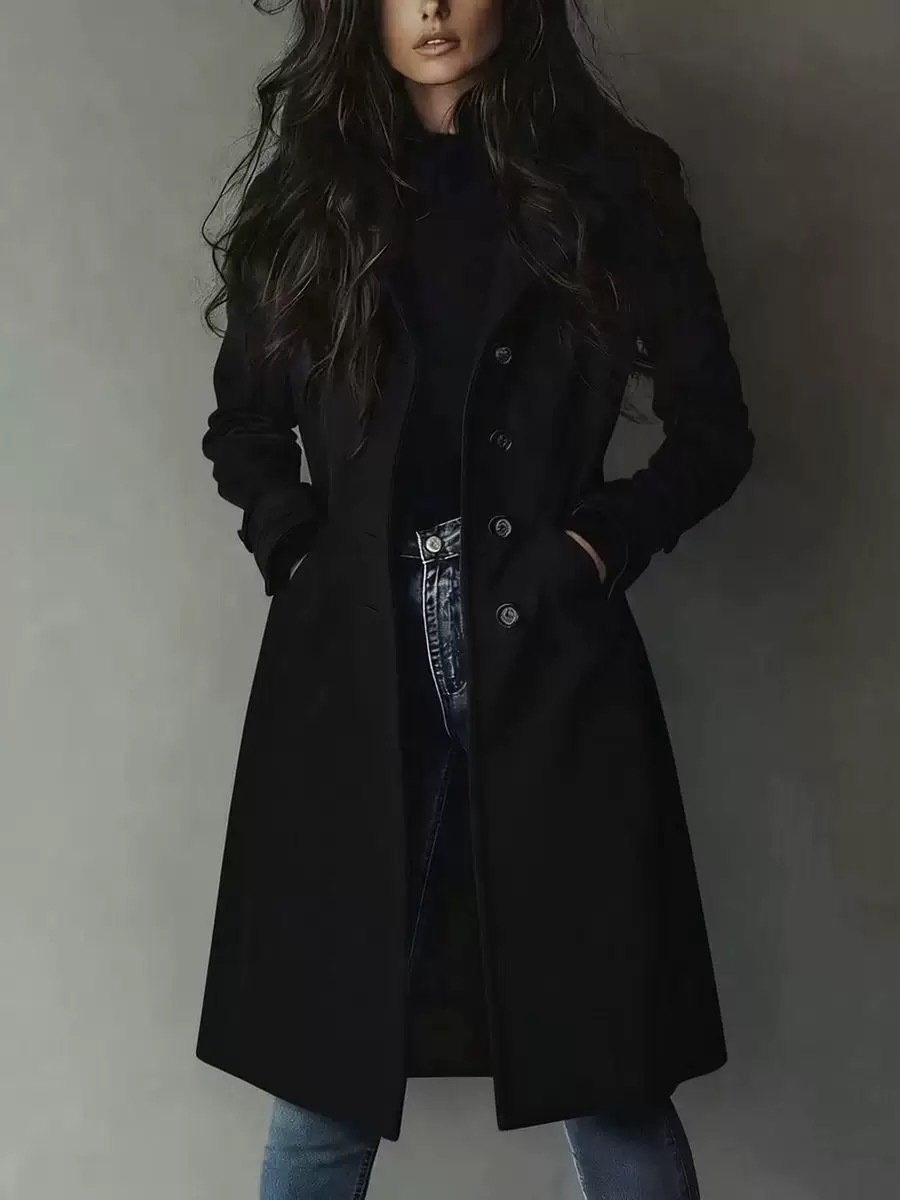 Women's Long Trench Coat Casual Loose Fit Fall Winter Outerwear Jacket For Daily Wear Clothing - Image 3
