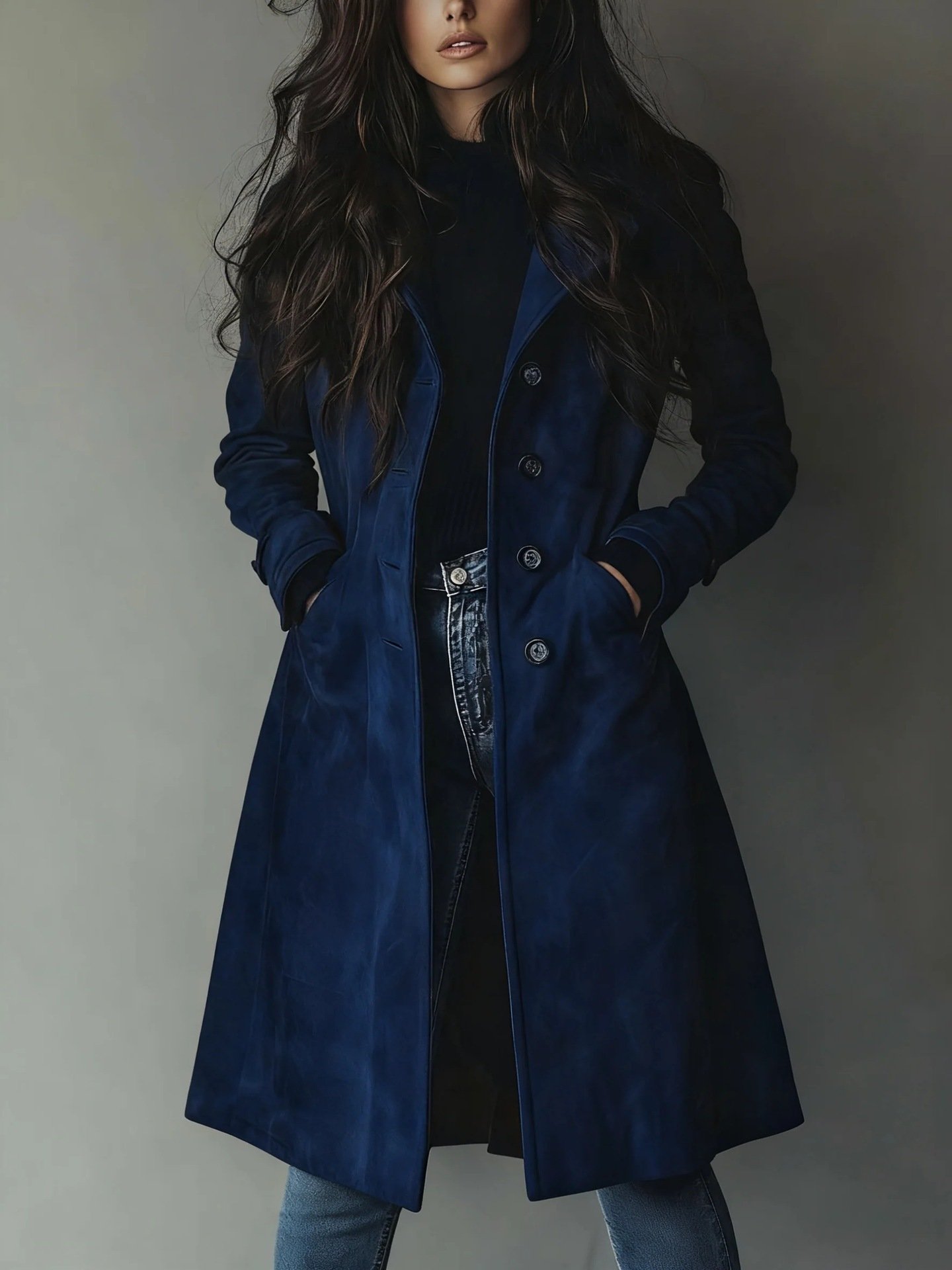 Women's Long Trench Coat Casual Loose Fit Fall Winter Outerwear Jacket For Daily Wear Clothing - Image 10