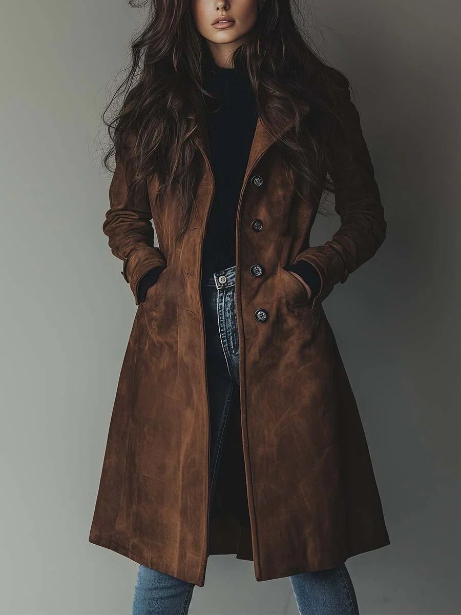 Women's Long Trench Coat Casual Loose Fit Fall Winter Outerwear Jacket For Daily Wear Clothing - Image 7