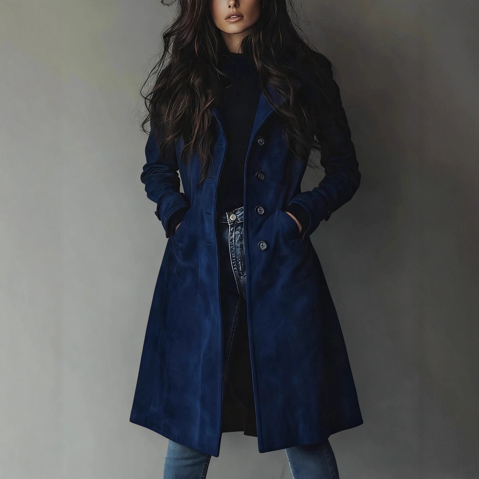 Women's Long Trench Coat Casual Loose Fit Fall Winter Outerwear Jacket For Daily Wear Clothing - Image 8